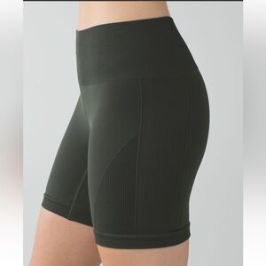 lululemon athletica High-Waist Olive Green Ribbed Bike Shorts